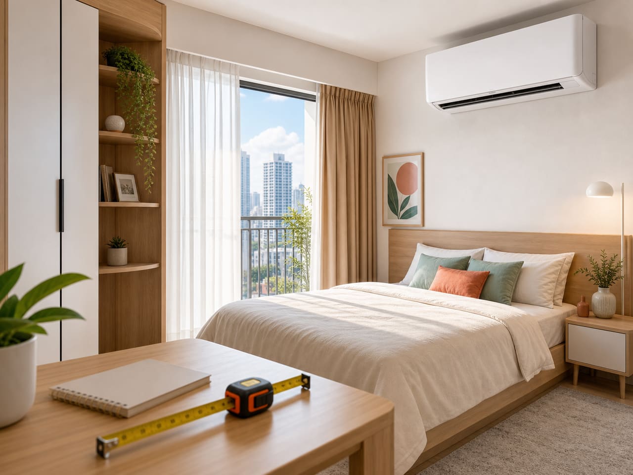 ภาพห้องนอนสว่างสำหรับใช้ประกอบการเลือก BTU แอร์ Xiaomi Mijia Air Inverter Eco